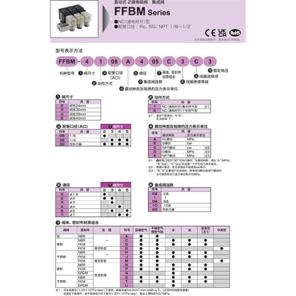 CKD喜開理多種流體直動(dòng)式2通電磁集成閥FFBM-4508E407MS5