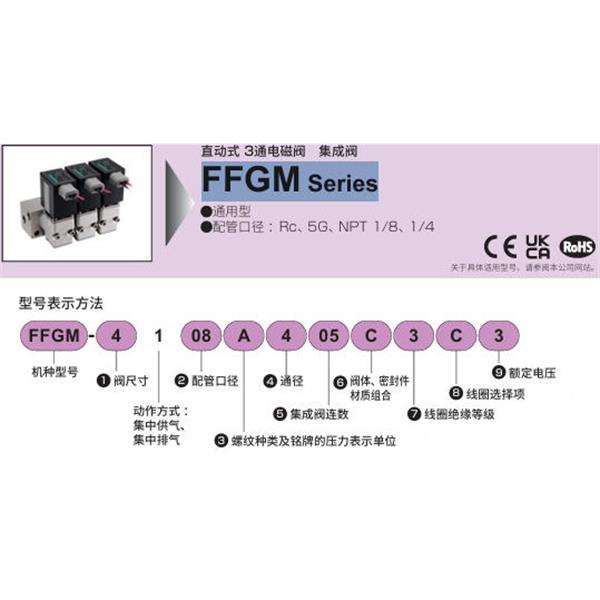 CKD喜開理多種流體直動(dòng)式3通電磁閥集成閥FFGM-3108ES02A3A1