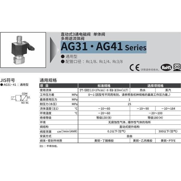 CKD喜開(kāi)理多種流體直動(dòng)式2通電磁集成閥AG31-03-1-AC100V