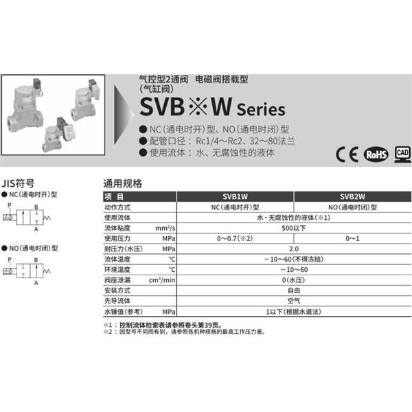 CKD喜開理氣控型2通閥（氣缸閥）SVB2W-25A-02CS-AC100V