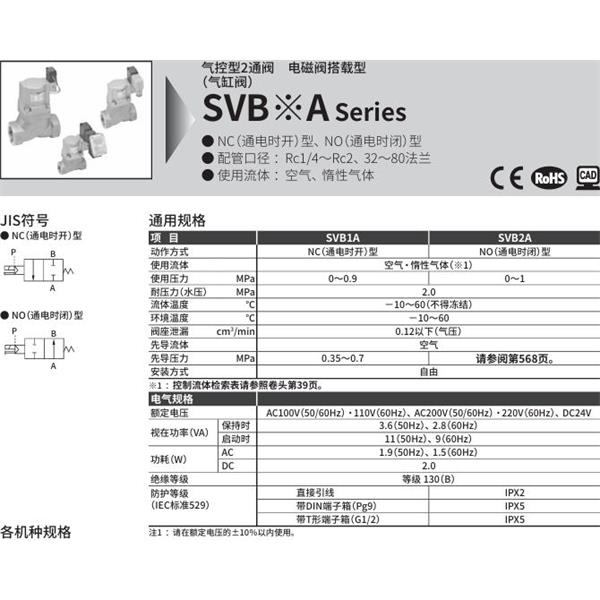 CKD喜開理氣控型2通閥（氣缸閥）SVB1A-8A-02CS-AC100V