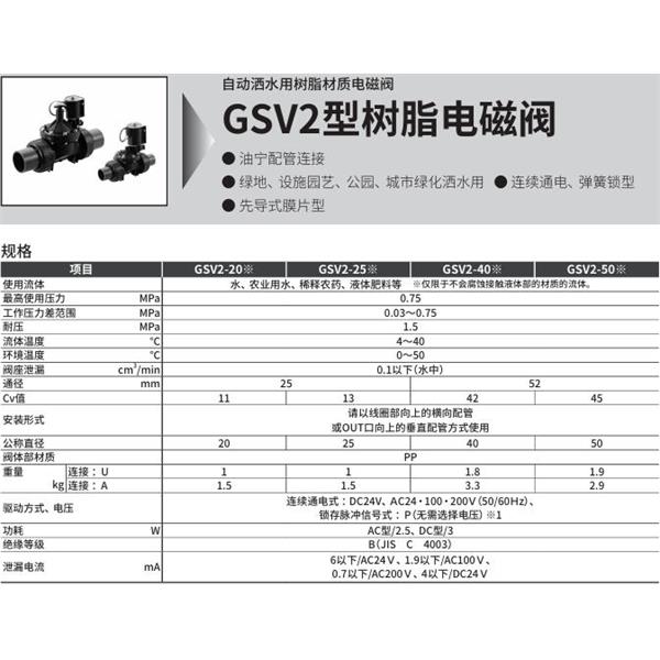 CKD喜開理自動灑水用樹脂制電磁閥GSV2-20U-AC24V
