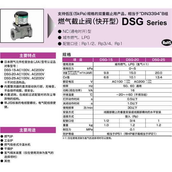 CKD喜開理氣體遮蔽閥（快開型）DSG-20-P-AC100V
