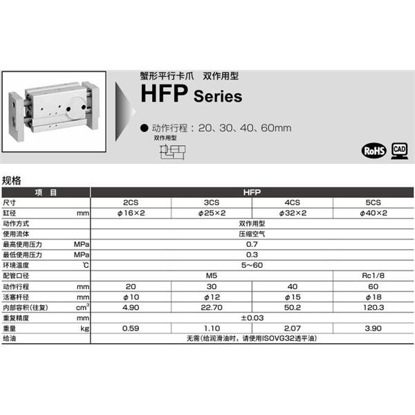 CKD喜開理寬幅平行卡爪HFP-5CS